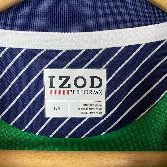 IZOD PerformX Green/blue polo shirt size L - Picture 2 of 5